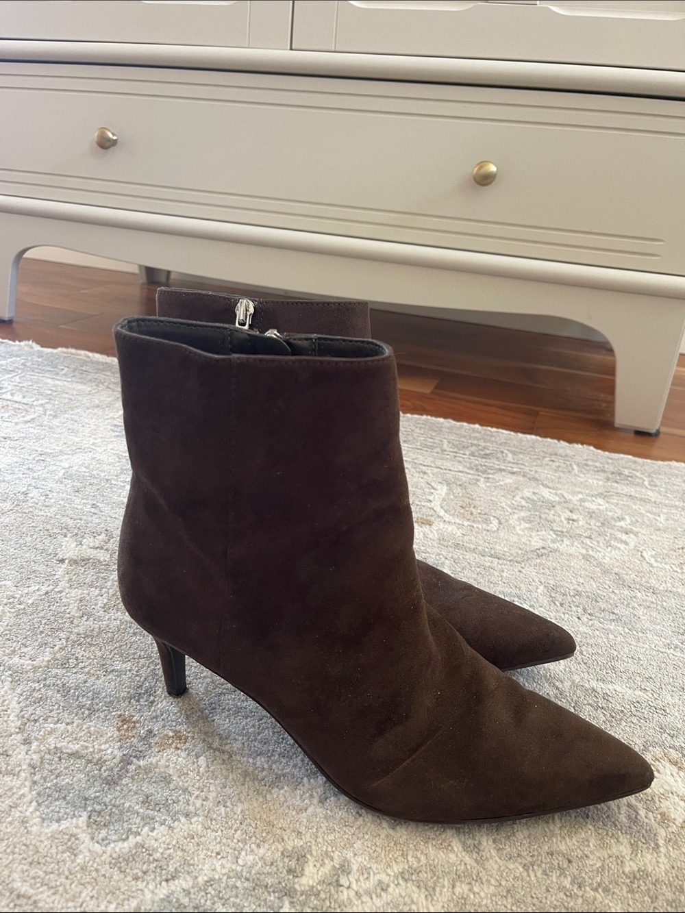 Marc Fisher Dark Brown Suede Pointed Ankle Booties